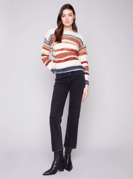 Patchwork Knit Drop Shoulder Sweater