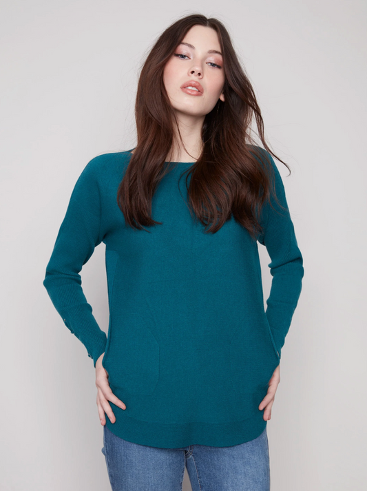 Knit Sweater With Lace-Up Cuffs