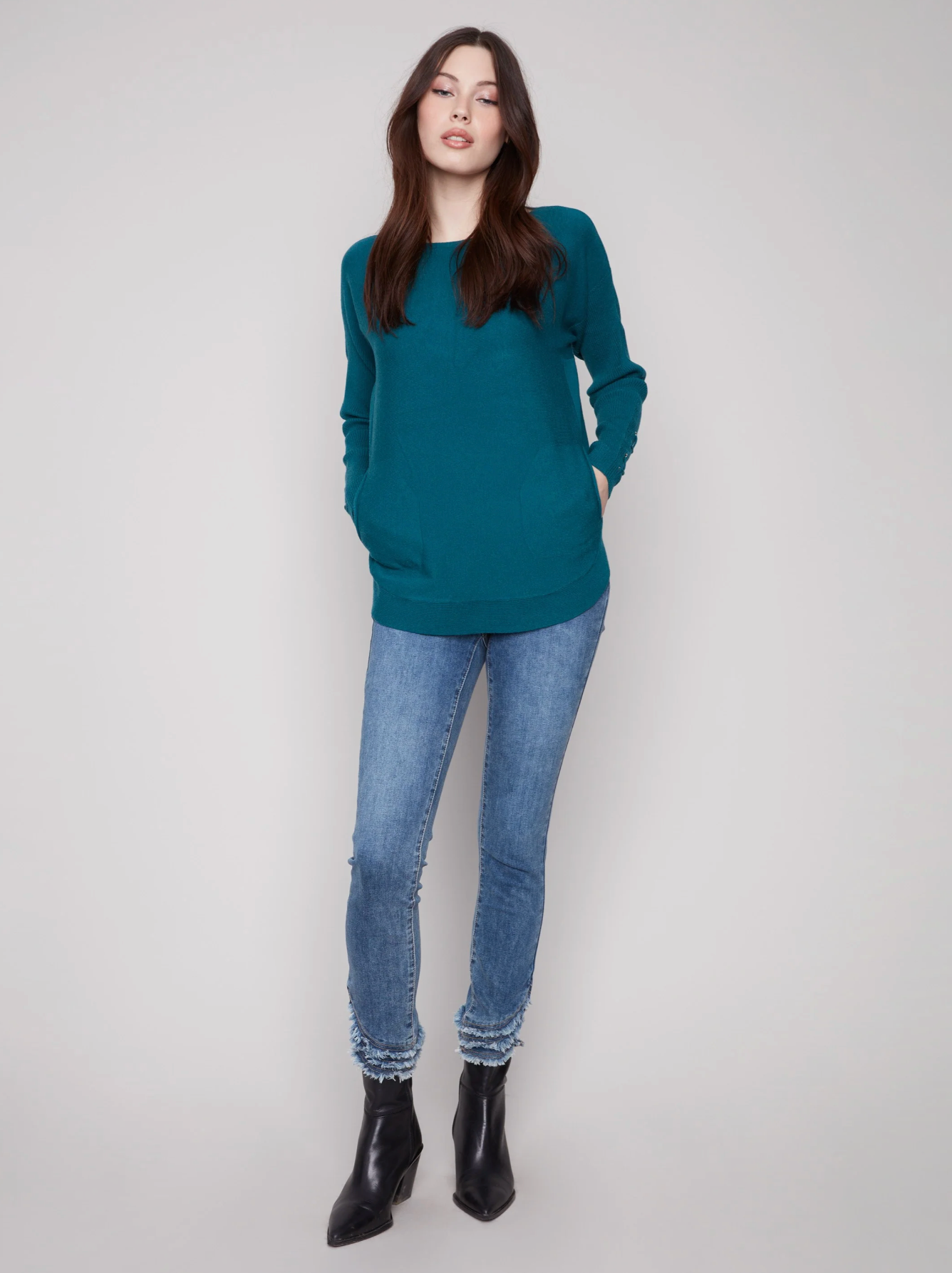 Knit Sweater With Lace-Up Cuffs