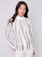 Load image into Gallery viewer, Printed Mock Neck Sweater with Zipper Detail
