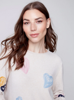 Load image into Gallery viewer, Embroidered Hearts Sweater
