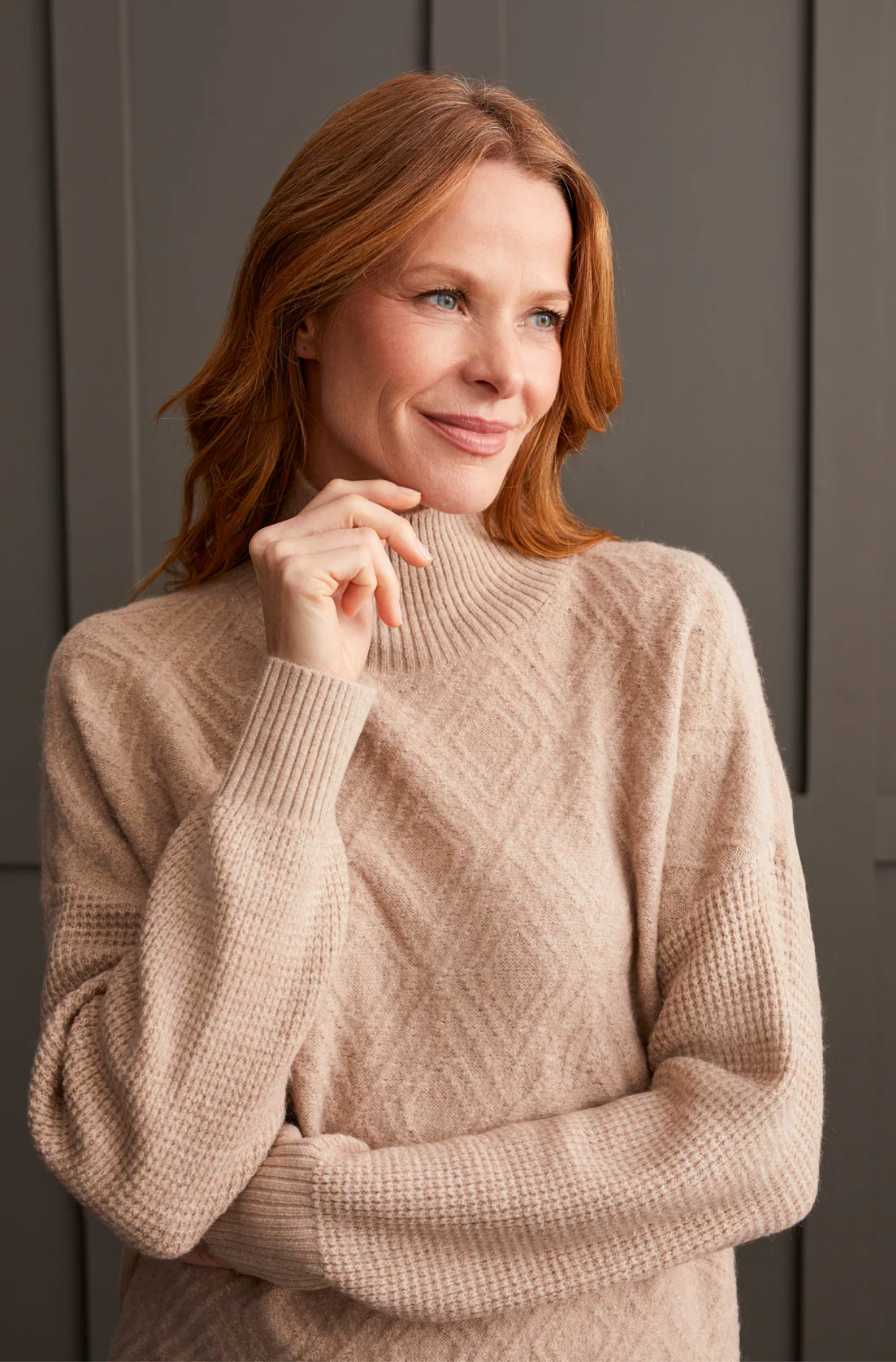 Textured Mock Neck Sweater