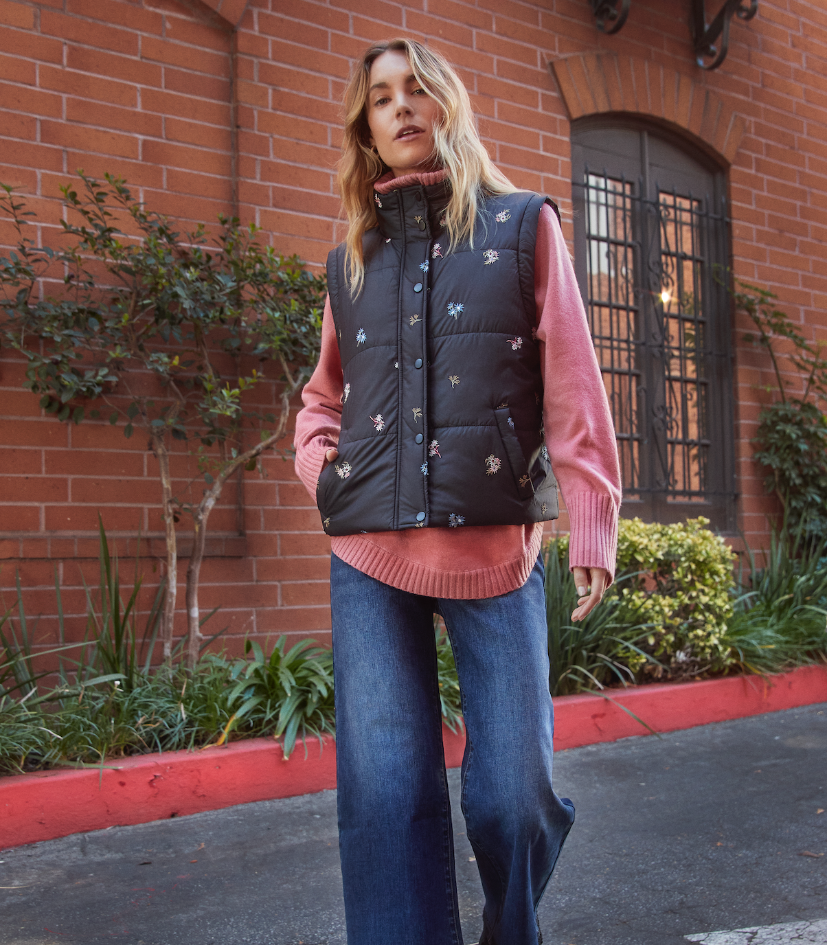 Quilted Embroidered Vest