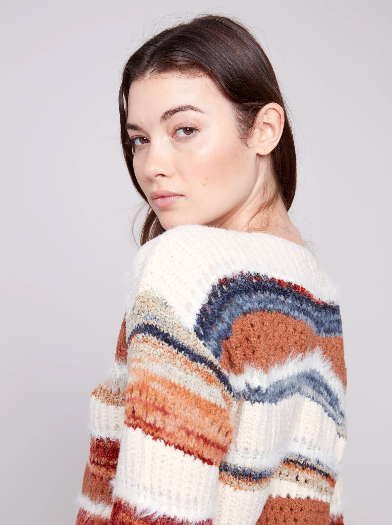 Patchwork Knit Drop Shoulder Sweater