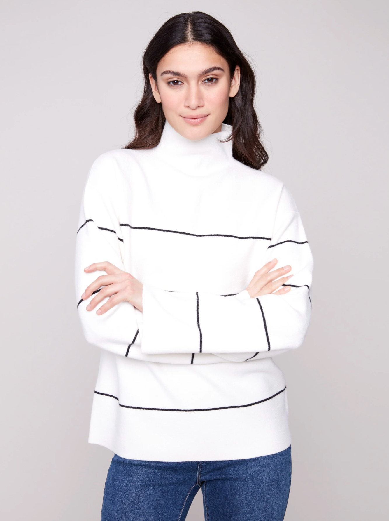 Striped Funnel Neck Sweater