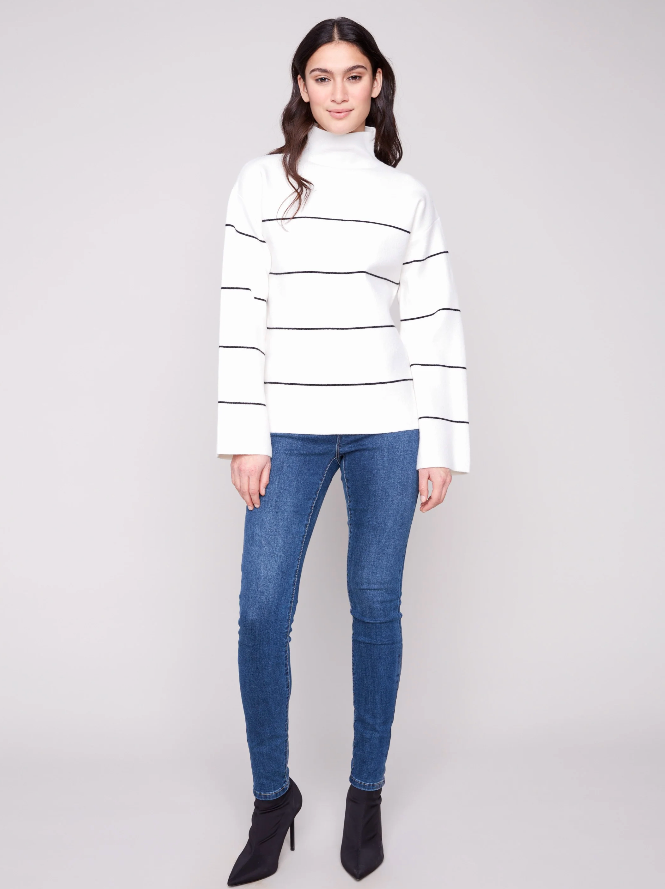 Striped Funnel Neck Sweater