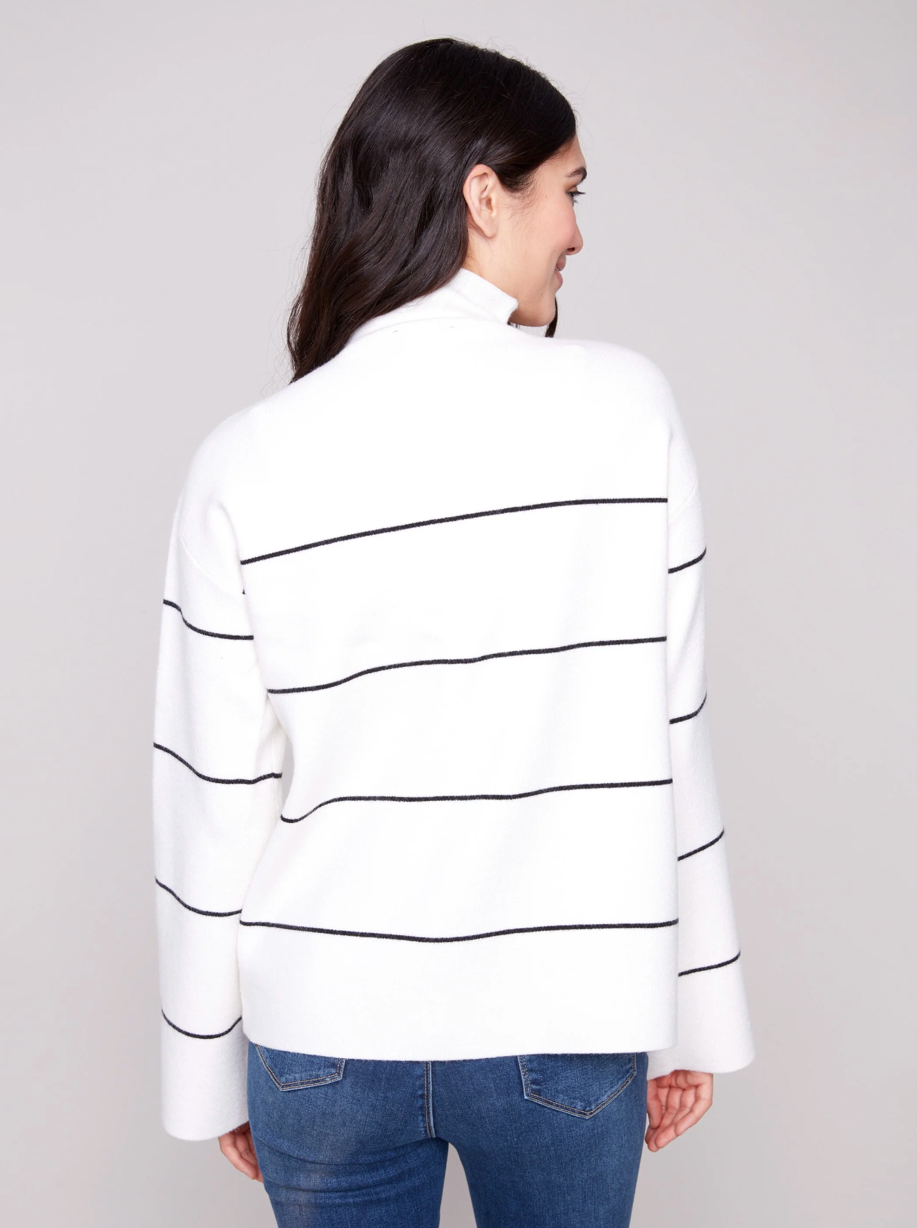 Striped Funnel Neck Sweater