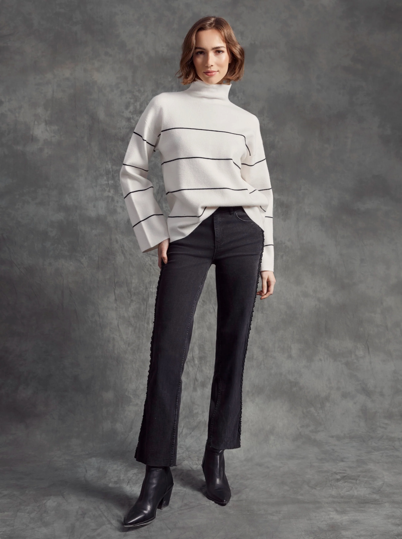 Striped Funnel Neck Sweater