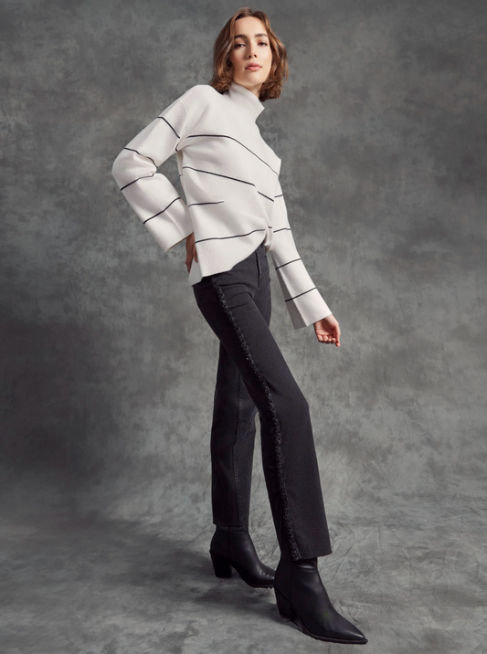 Striped Funnel Neck Sweater