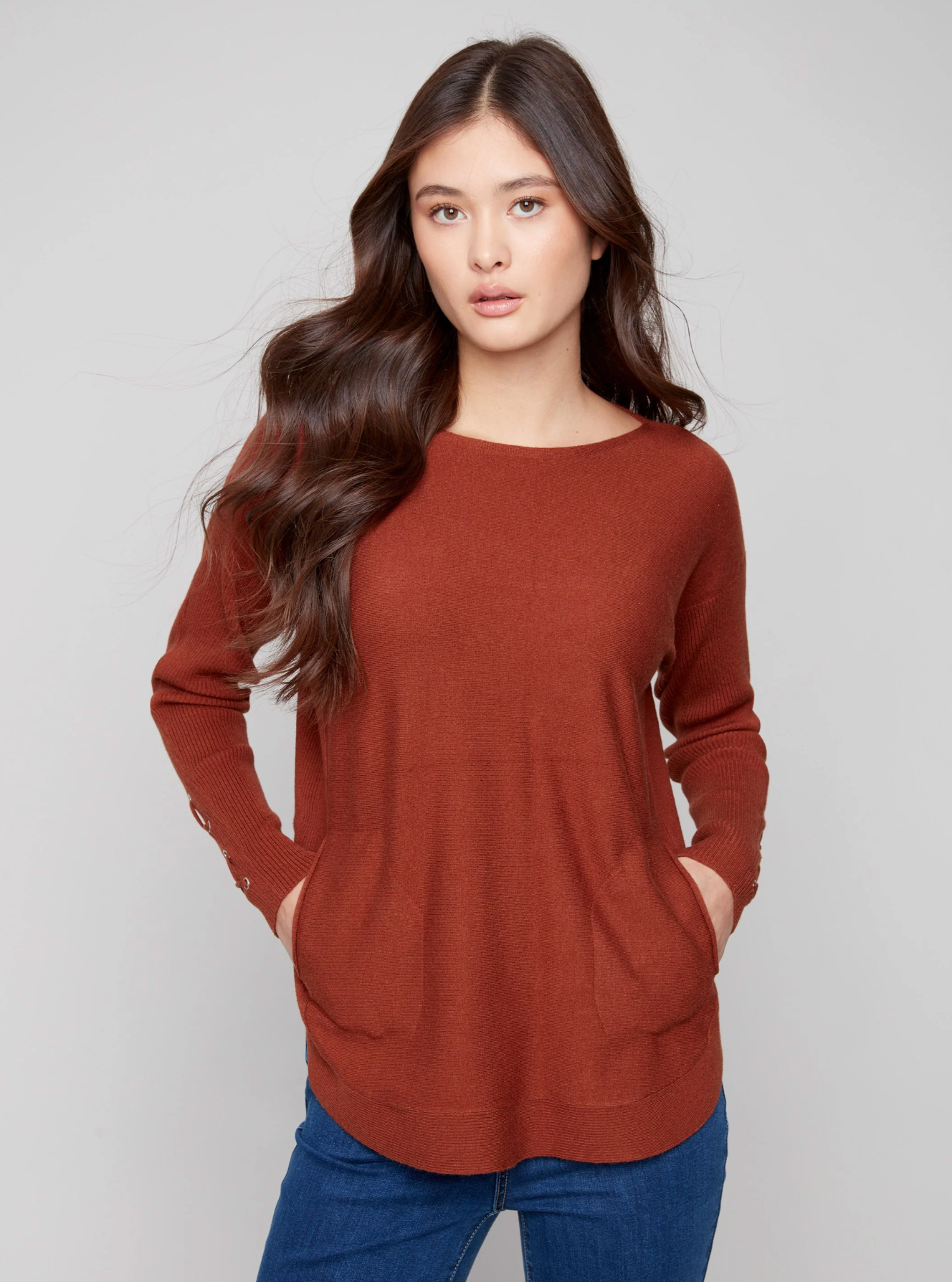 Knit Sweater With Lace-Up Cuffs