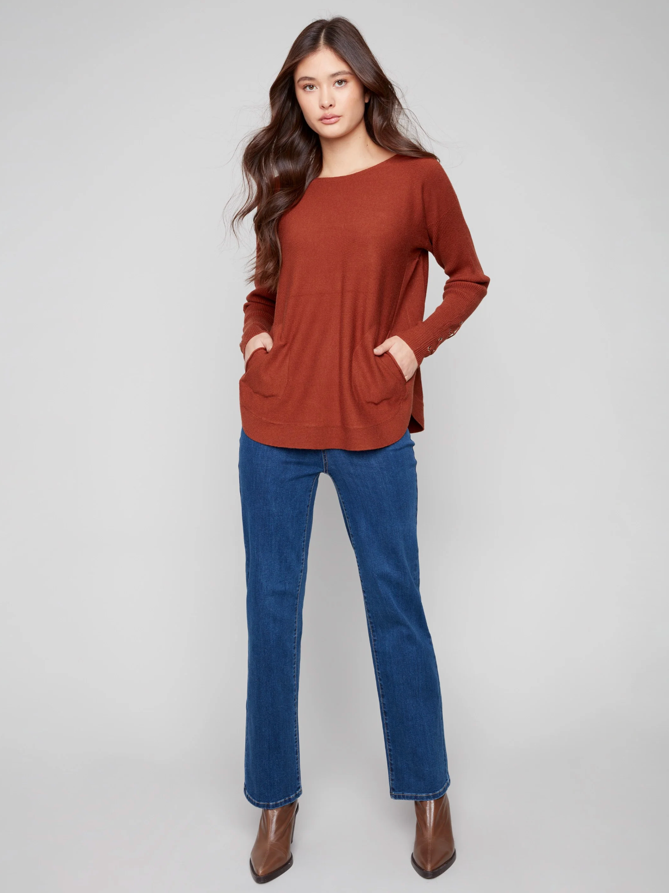 Knit Sweater With Lace-Up Cuffs