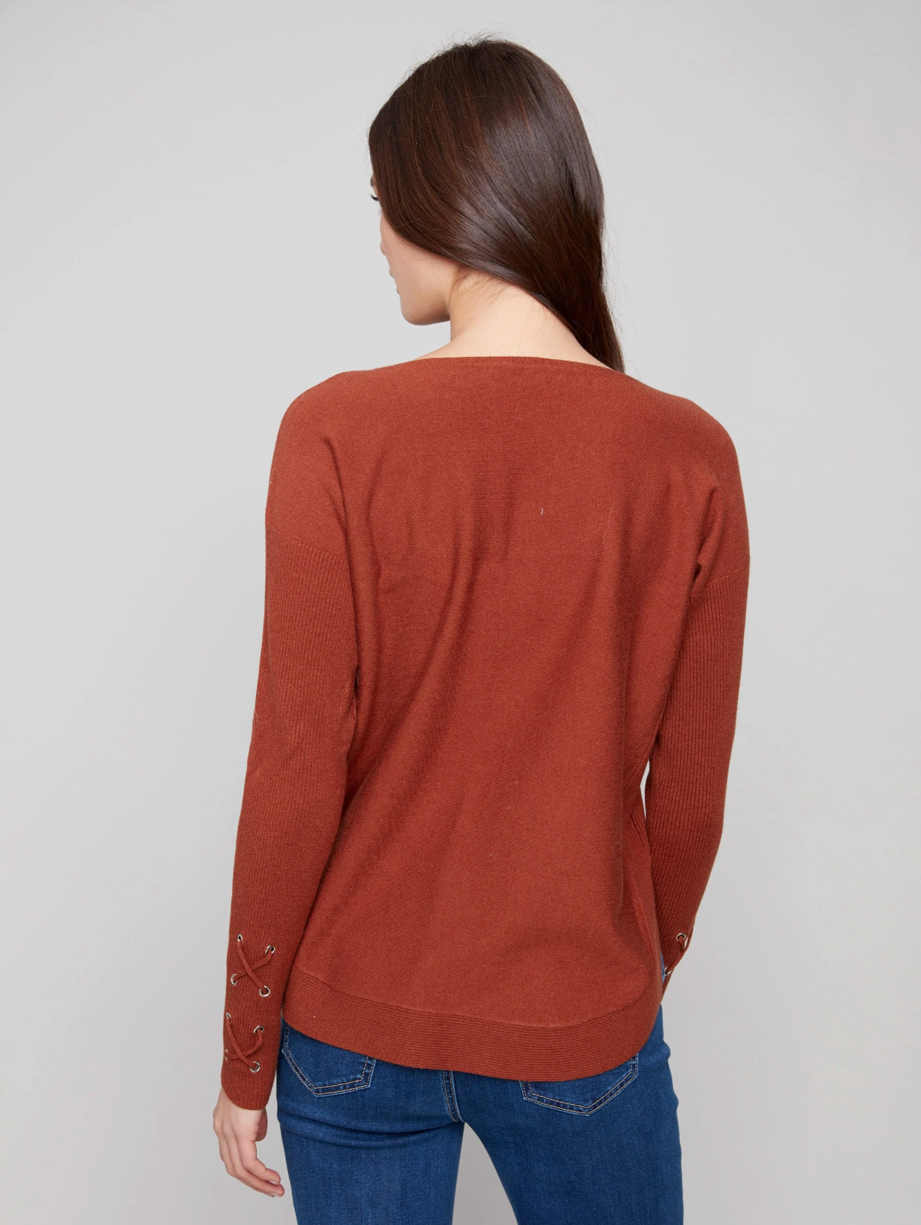 Knit Sweater With Lace-Up Cuffs