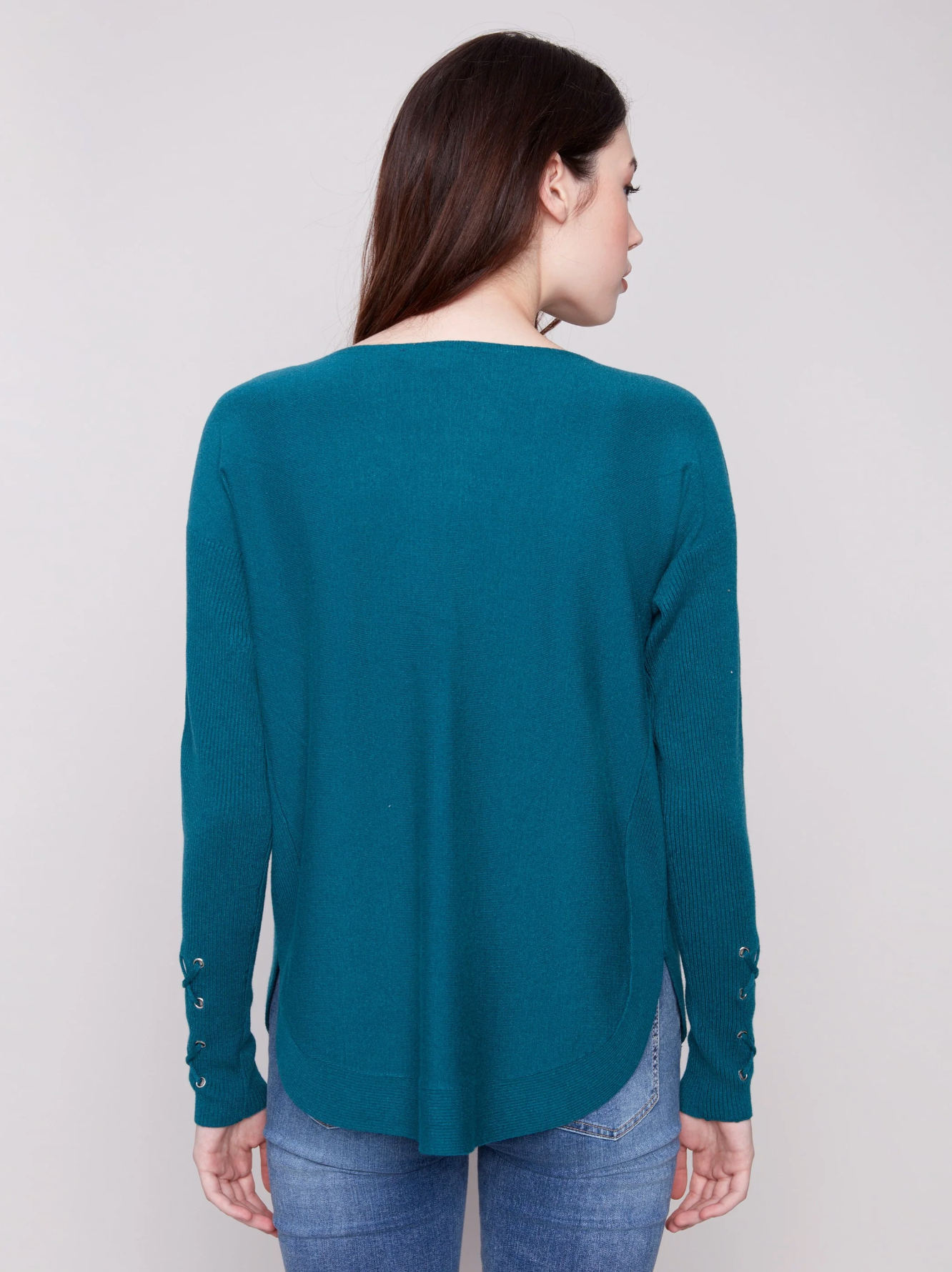 Knit Sweater With Lace-Up Cuffs