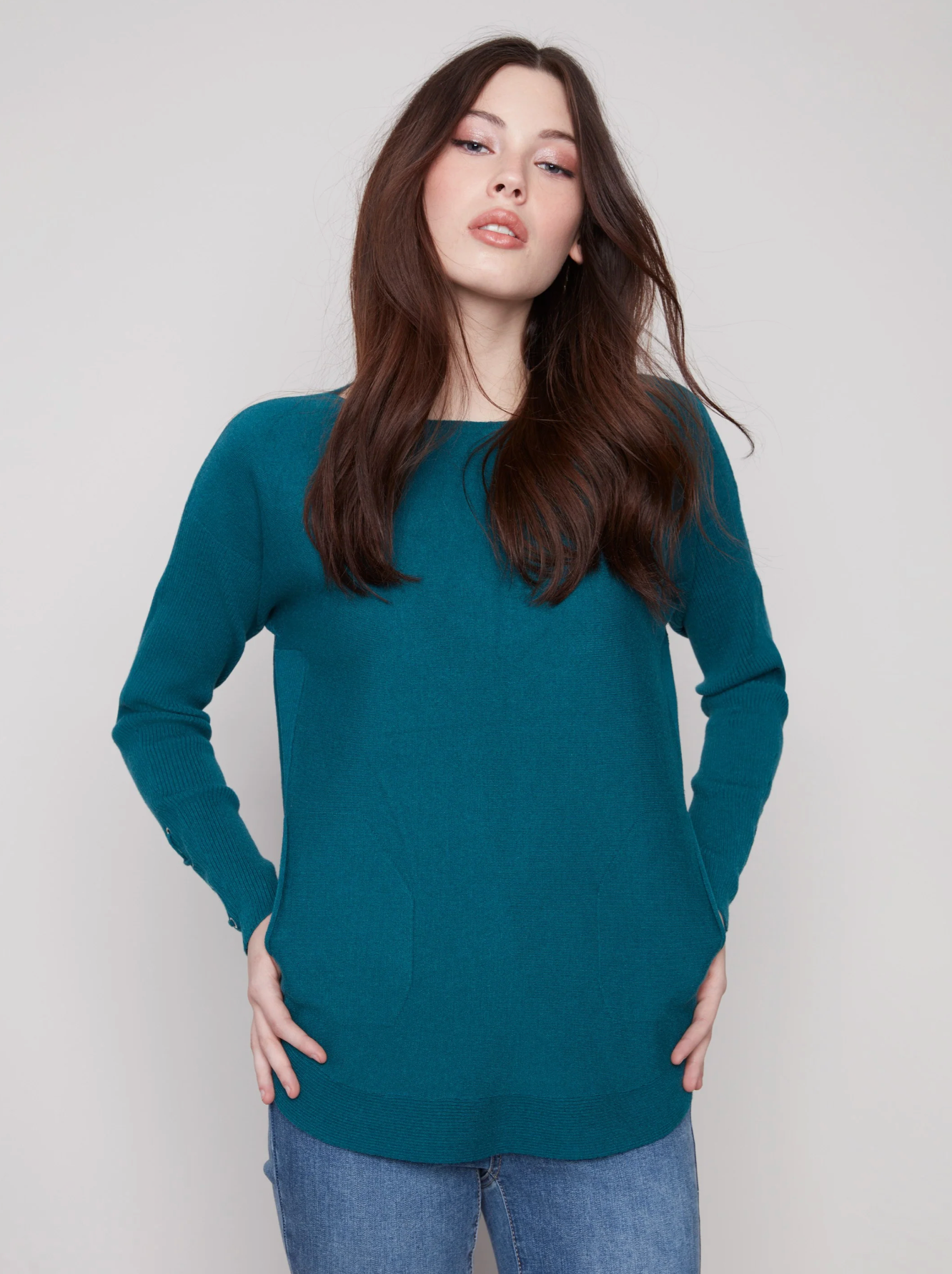 Knit Sweater With Lace-Up Cuffs