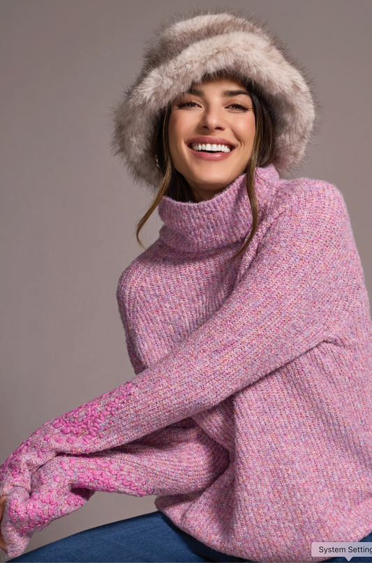 Embroidered Long-Sleeve Turtle Neck Sweater