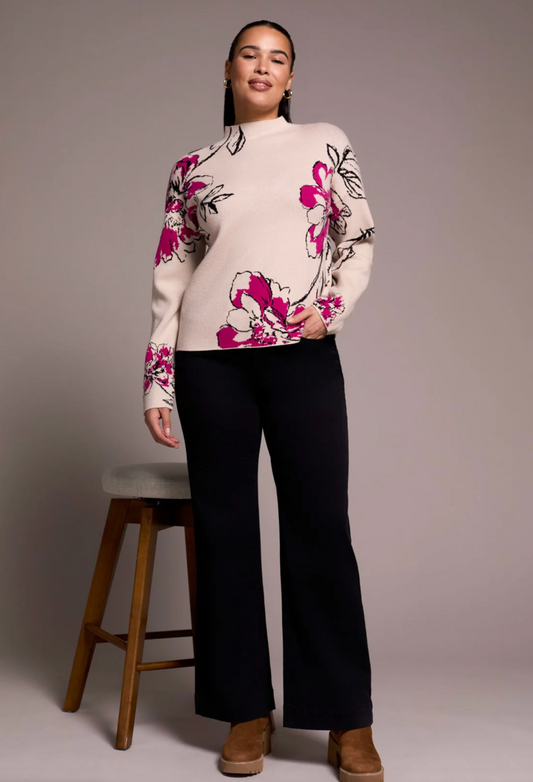 Knit Jacquard Funnel Neck Sweater