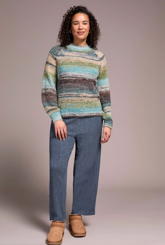 Boucle Yarn Mock Neck Puff Sleeve Sweater