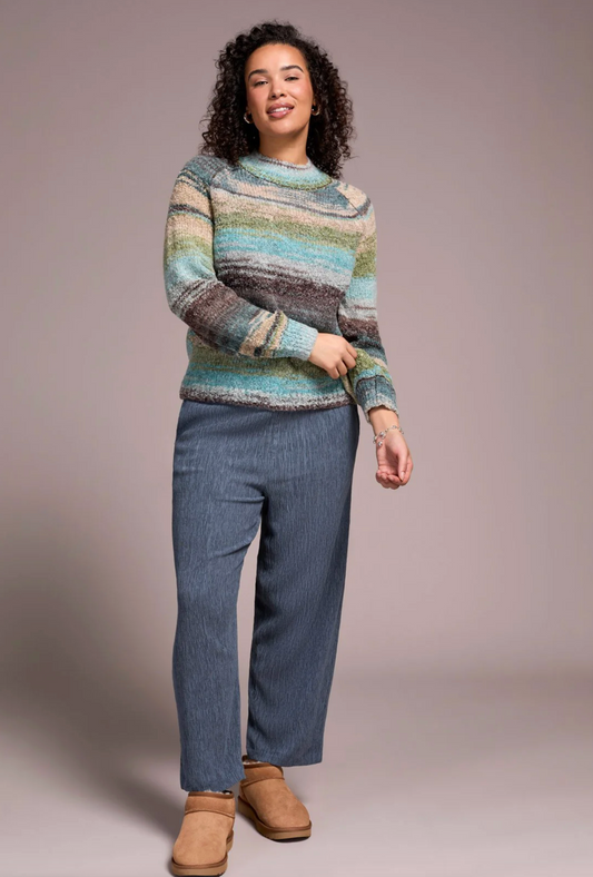 Boucle Yarn Mock Neck Puff Sleeve Sweater