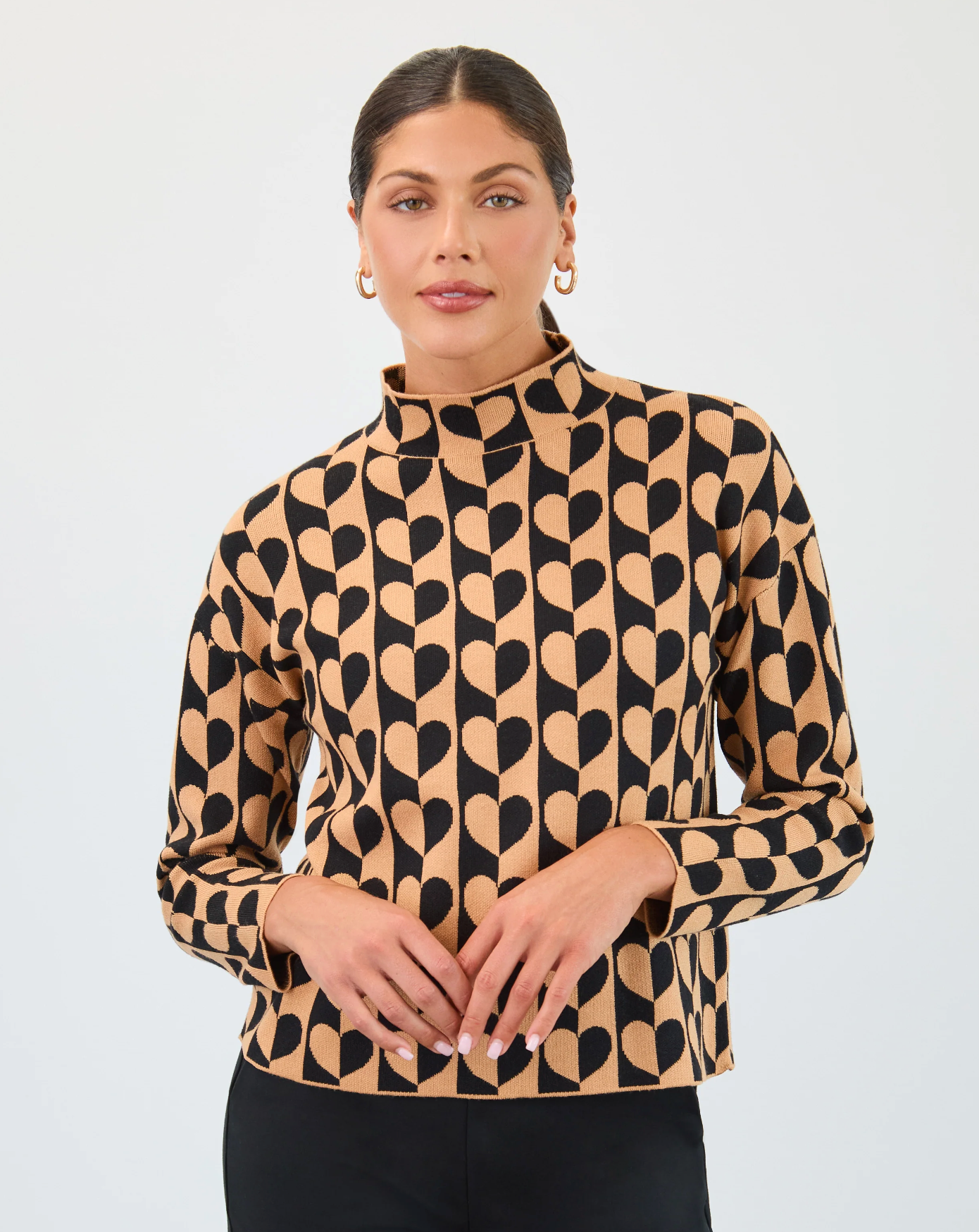 Mock Neck Jacquard Sweater
