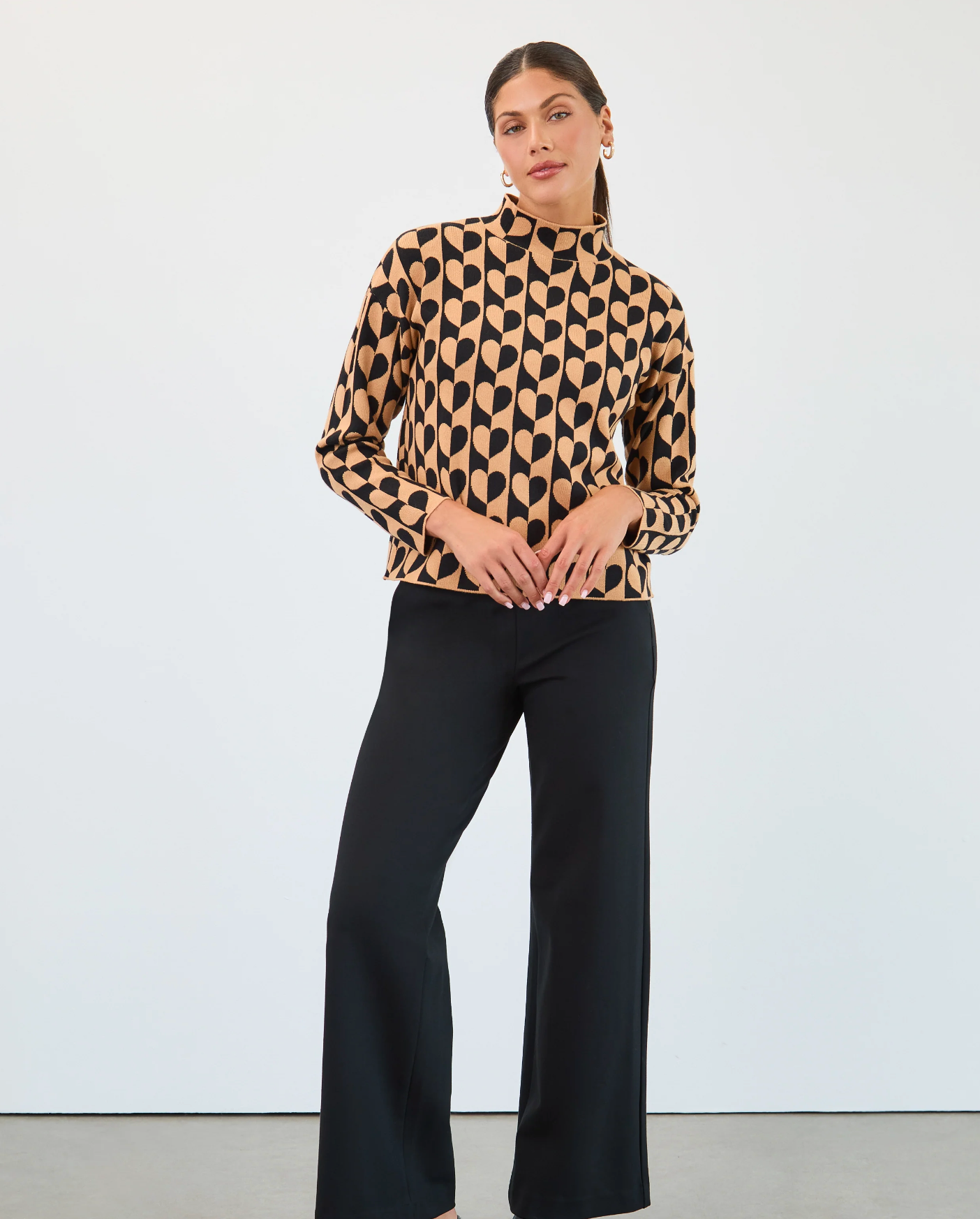 Mock Neck Jacquard Sweater