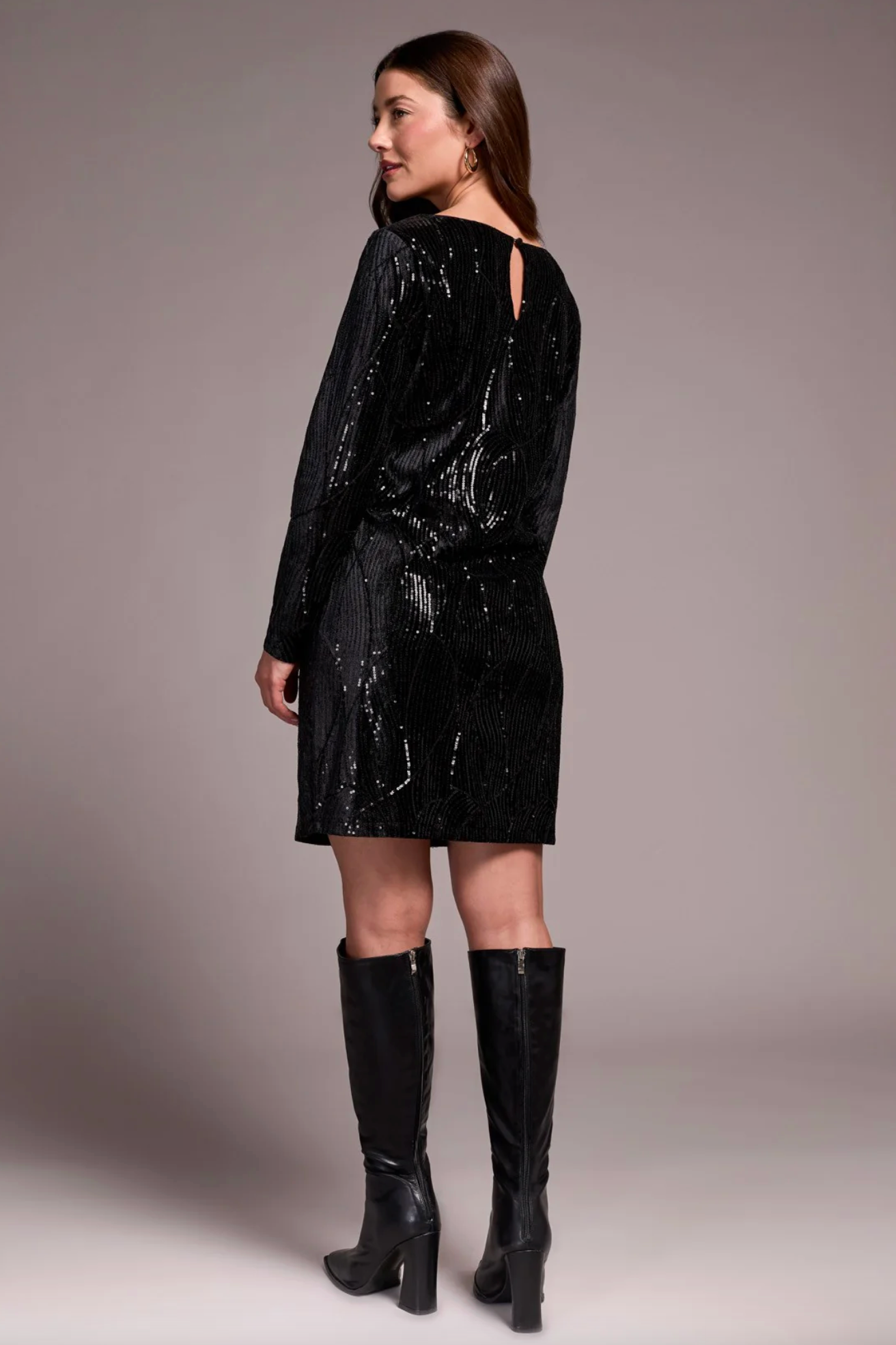 Sequin Velvet Lined A-Line Dress