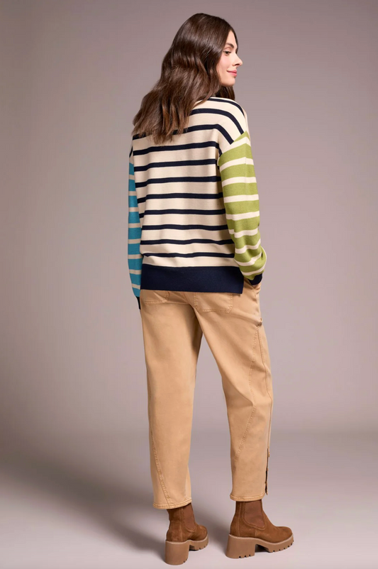 Multi Stripe Lightweight Crewneck Sweater