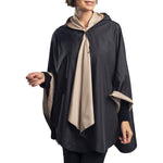 Load image into Gallery viewer, Reversible Travel Cape in Black &amp; Camel
