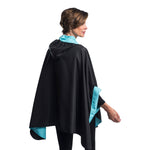 Load image into Gallery viewer, Reversible Travel Cape in Black &amp; Sky Blue

