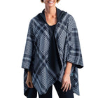 Load image into Gallery viewer, Reversible Travel Cape in Black &amp; White Houndstooth Plaid

