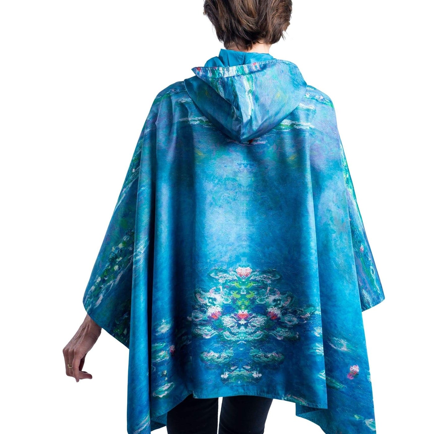 Fine Art Reversible Travel Cape in Monet Water Lilies