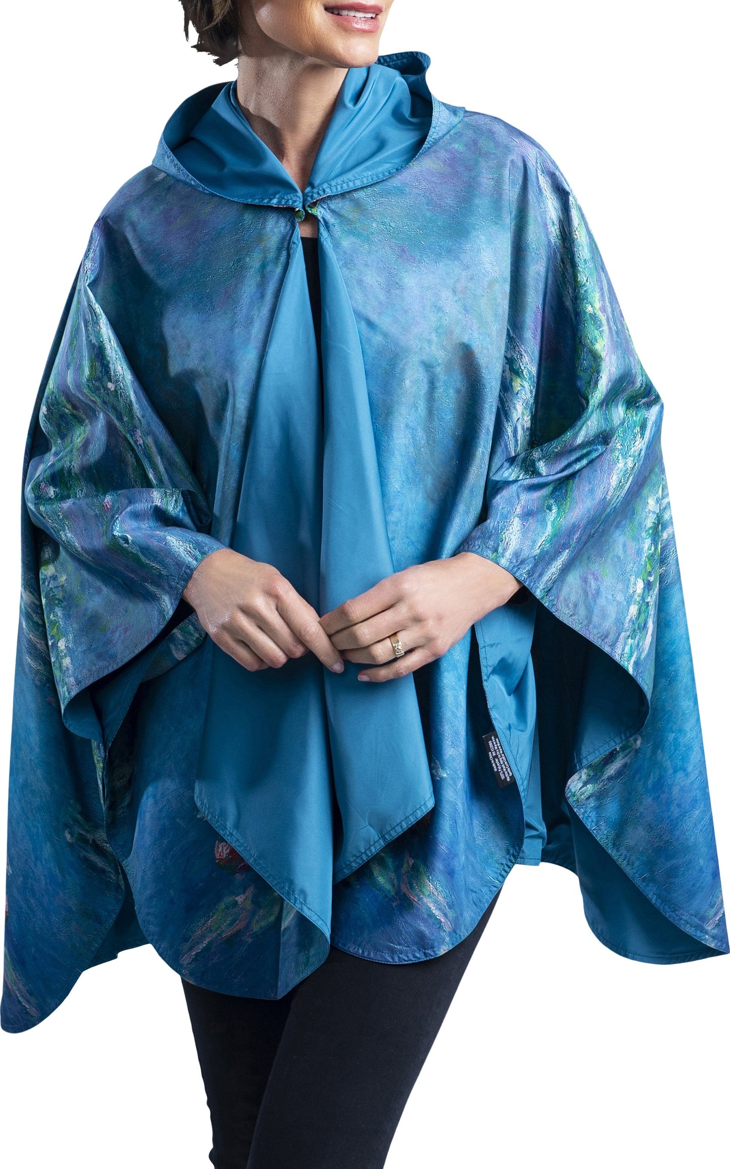 Fine Art Reversible Travel Cape in Monet Water Lilies