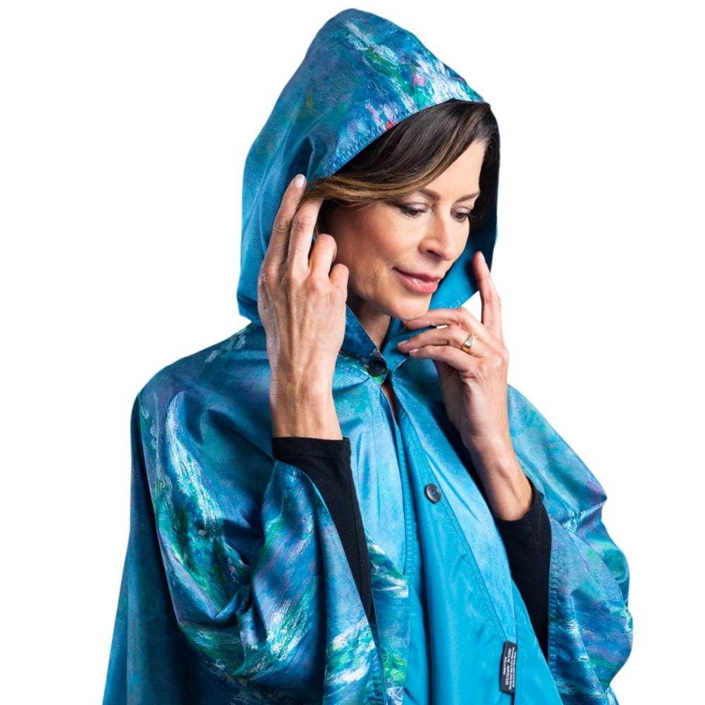 Fine Art Reversible Travel Cape in Monet Water Lilies