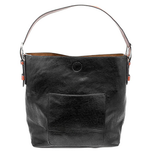 Classic Hobo Handbag in Black with Cedar Handle