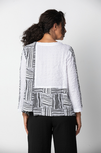 Pucker Weave Mixed Pullover