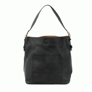 Classic Hobo Handbag in Black with Black Handle